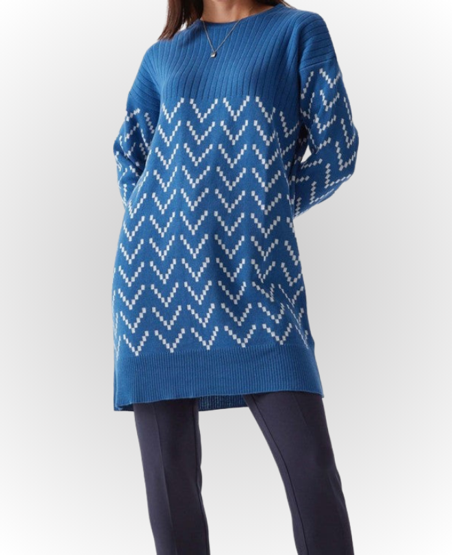 Tricot à Motifs à Col Rond